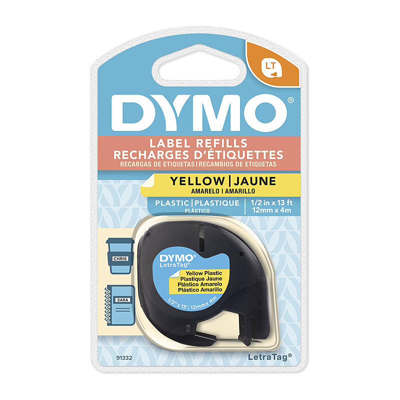 Dymo LT Plastic 12mm x 4m Yell